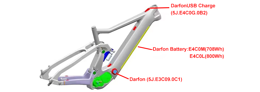 Telaio bici eMTB con batteria Darfon