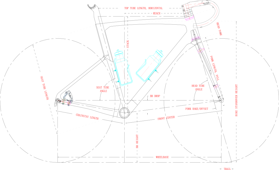 geometria del telaio da strada in carbonio PXR017-D