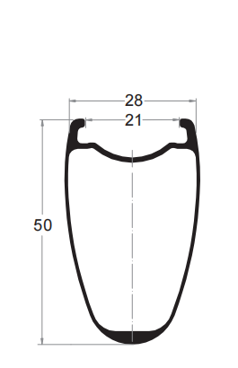 Sectional Drawing of carbon 50mm depth