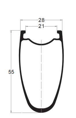 Sectional Drawing of carbon 55mm depth