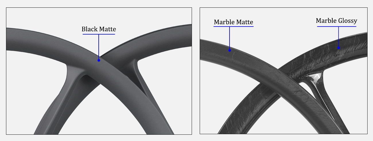 black and marble weave on 6 spokes carbon wheels