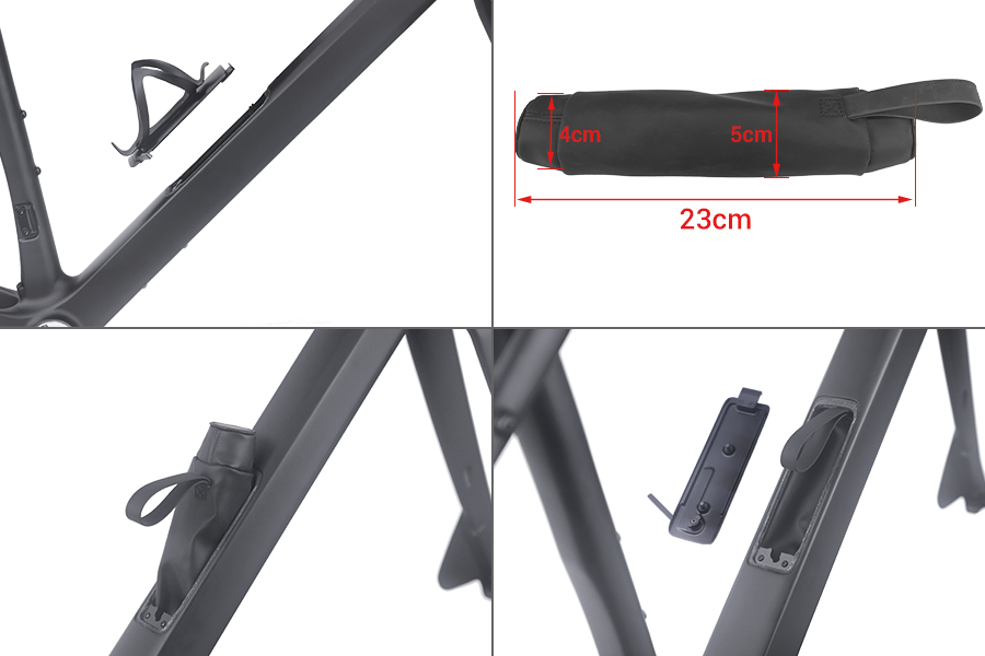 Storage room downtube with a bag