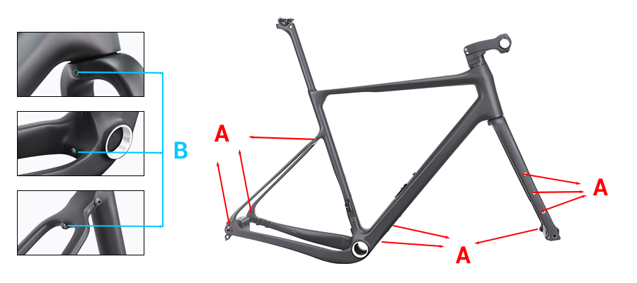 PXG071S-PRO gravel frame with rack and fender mounts
